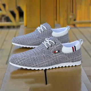 Confortáveis Sapatos Masculinos de Moda Casual em Lona Chata Macia - Preto