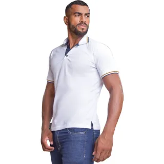 Camisa Polo Masculina Slim Manga Curta - Cores Variadas - Cinza Escuro