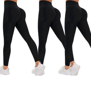 Fitness Legging Kit - 3 Calça Cintura Alta Levanta Bumbum - 3 Preta