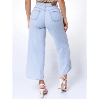 Levanta Bumbum Calça Jeans Feminina Azul Clara Cintura Alta Tecido Leve - 38