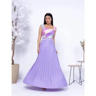 Saia Lisa Longa Plissada Forrada - Promoção - Verde Escuro