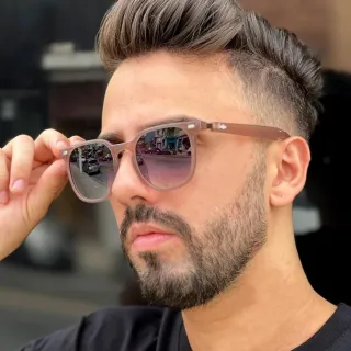 Banks - Óculos de Sol Quadrado Unissex com Proteção UV400 - Laranja c/ azul degradê