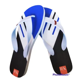 Envio Rápido: Chinelo Masculino Estampado de Dedo Adulto - azul/vermelho/tm