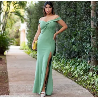 Formatura casamento madrinha vestido longo festa - Verde Tiffany