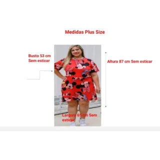 Camisão Plus Size Estampado em Malha Feminino - Vestido de Malha - TURMA DO MICKEY ROSE
