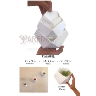 Vaso Geométrico Meia Lua Moderno - Modelo para Jardim Vertical ou Parede - 3 Branco.