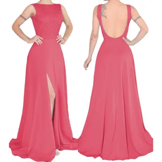 Fenda Vestido Festa Longo Renda Busto com 247 - Verde Tiffany