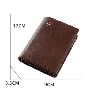 Detalhe em Metal Carteira Masculina Couro PU Trabalhada - Marrom