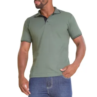 Camisa Polo Masculina Slim Manga Curta - Cores Variadas - Cinza Escuro