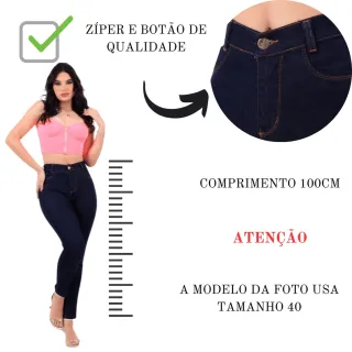 Calça Jeans Feminina Lycra Levanta Bumbum Cintura Alta Skinny - 38