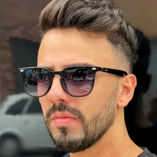 Banks - Óculos de Sol Quadrado Unissex com Proteção UV400 - Laranja c/ azul degradê