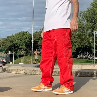 Calça Cargo Unissex Tecido Leve 5 Bolso - Promoção - MARROM LINHA BRANCA