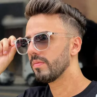 Banks - Óculos de Sol Quadrado Unissex com Proteção UV400 - Laranja c/ azul degradê