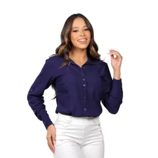 Blusa Feminina Social Manga Comprida Slim - Moda Casual Blogueiras