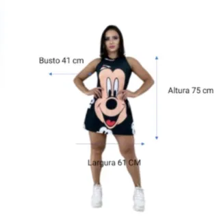 Personagens estampados em vestido regata - Vermelho liso