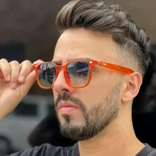 Banks - Óculos de Sol Quadrado Unissex com Proteção UV400 - Laranja c/ azul degradê