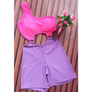 Macaquinho fitness academia curto com bojo alça única argola - Estampa 05