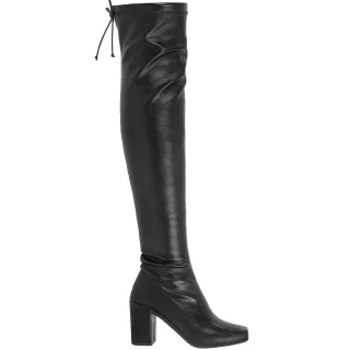 Bota Feminina Salto Alto Over The Knee - Cano Alto, Bico Quadrado - Preto