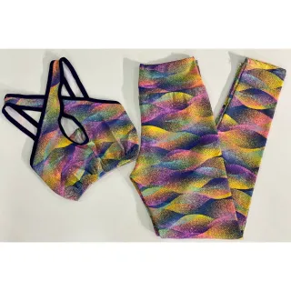 Conjunto de treino suplex feminino transpassado, calça legging e top cropped - Preto