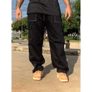 Calça Cargo Unissex Tecido Leve 5 Bolso - Promoção - MARROM LINHA BRANCA