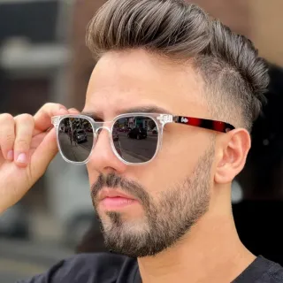 Banks - Óculos de Sol Quadrado Unissex com Proteção UV400 - Laranja c/ azul degradê