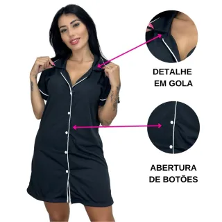 Camisola de Botão Feminina Blogueirinha com Gola - MESCLA