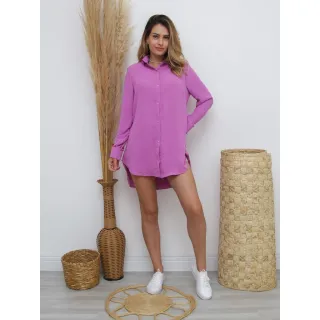 Cropped + Camisa Kit 2 Peças - Modelo Feminino em Tecido Duna363 - Lilás