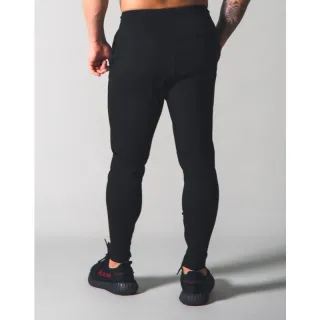 Calças Masculinas Fitness, Casuais de Outono e Inverno com Zíper, Slim Ligação e Proteção para os Pés - Preto