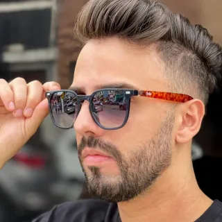 Banks - Óculos de Sol Quadrado Unissex com Proteção UV400 - Laranja c/ azul degradê