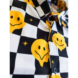 Ref-32 Camisa Xadrez Quadriculada Psicodélica Emoji Amarelo - Tamanho personalizado