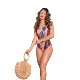 Maiô Feminino Estampado e Liso com Alça, Bojo e Calcinha Fio Duplo - Roxo