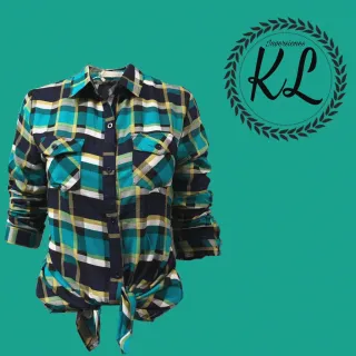 Aproveite a Queima de Estoque: Camisas Flaneladas Xadrez Femininas - VERME/PTO