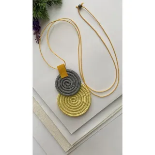 Mandala Dupla Maxi Colar Colorido Artesanal de Corda Náutica - 48. Azul Noite/Chevron