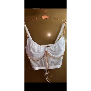 Delírio Cropped - Compre Online na Raryel - Vermelho com corrente Prata