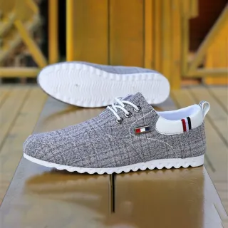 Confortáveis Sapatos Masculinos de Moda Casual em Lona Chata Macia - Preto