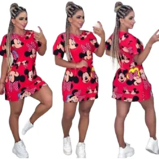 Camisão Estampado de Malha Feminino - MINIE GRANDE CORAÇÃO 36 AO 42