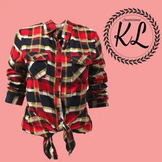 Aproveite a Queima de Estoque: Camisas Flaneladas Xadrez Femininas - VERME/PTO