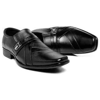 Promoção Sapato Social Masculino Elegante Couro Legítimo Confortável Preto - 899