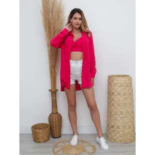Cropped + Camisa Kit 2 Peças - Modelo Feminino em Tecido Duna363 - Lilás
