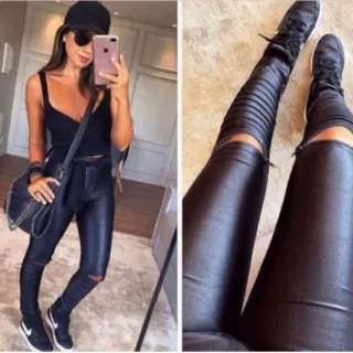 Calça Cintura Alta Skinny Cirrê Corinho - Várias Cores - Zíper Joelho