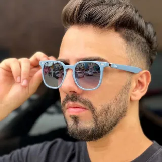 Banks - Óculos de Sol Quadrado Unissex com Proteção UV400 - Laranja c/ azul degradê