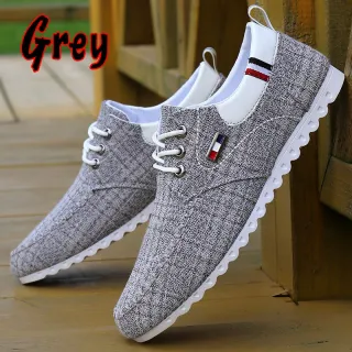 Confortáveis Sapatos Masculinos de Moda Casual em Lona Chata Macia - Preto