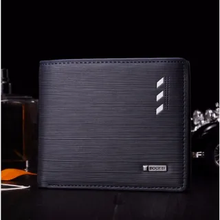 Detalhe em Metal Carteira Masculina Couro PU Trabalhada - Marrom