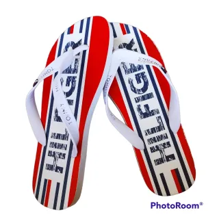 Envio Rápido: Chinelo Masculino Estampado de Dedo Adulto - azul/vermelho/tm