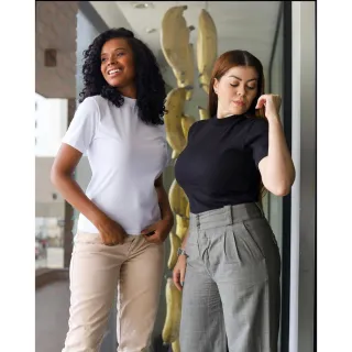 T-shirt Lisa Feminina Gola Alta Zara Basic 100% Algodão - Verde Militar