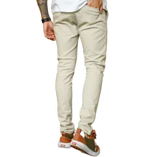 Coleção Sarja Alfaiataria: Calça Masculina Skinny - Bege Sarja