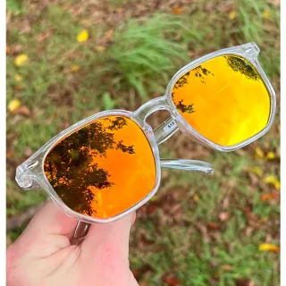 Ipanema Óculos de Sol Quadrado Moda 2023 Unissex uv400 - Laranja c/ Azul Espelhado