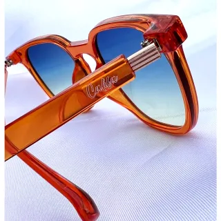 Banks - Óculos de Sol Quadrado Unissex com Proteção UV400 - Laranja c/ azul degradê