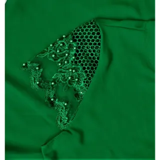 Blusa feminina manga curta bordada com pérolas - moda evangélica - Lilás