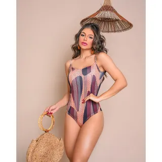 Maiô Feminino Estampado e Liso com Alça, Bojo e Calcinha Fio Duplo - Roxo